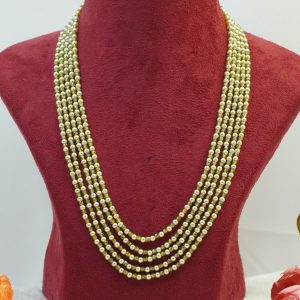Peridot CZ and CKS Pearls 5 Rows Mala