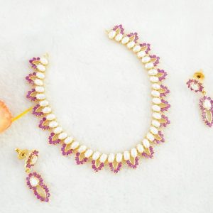 Royal Ruby and Pearls Necklace Set