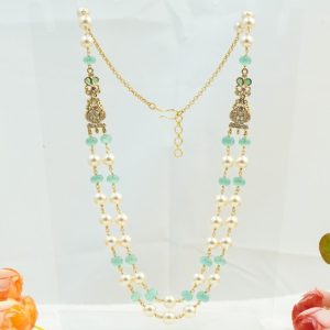 SCS Pearls and Pista Green Pumpkin Beads Kambi Mala