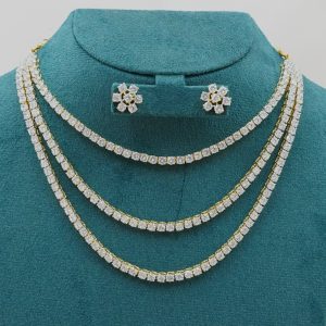 WHITE CZ LAYERED NC SET
