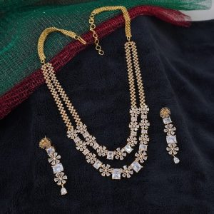 WHITE CZ LAYERED NC SET