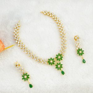 White and Green Stone Necklace Set