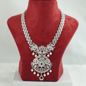 Multi CZ Rhodium Necklace Set