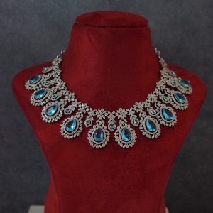 BT BLUE AND CZ RH NECKLACE SET