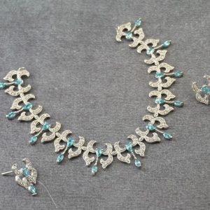 BT BLUE AND CZ RH NECKLACE SET
