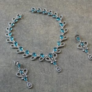 BT BLUE AND CZ RH NECKLACE SET