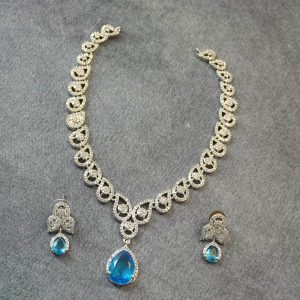 BT BLUE AND CZ RH NECKLACE SET