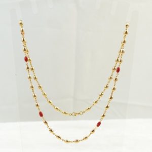 Coral and Gold Balls Kambi Mala