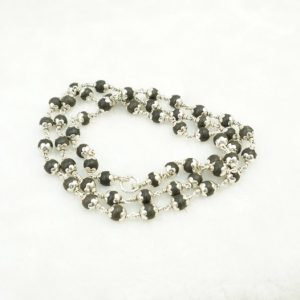 KARUNGALI MALA WITH SILVER CUPS (8MM)