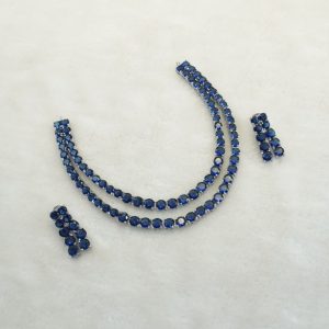Elegant Blue Stone Two Line Necklace Set